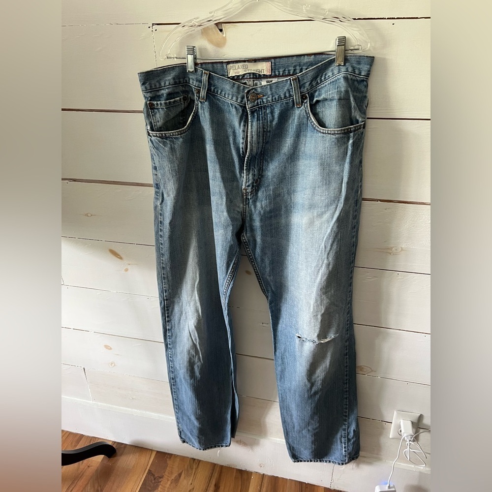 Men's Levi Strauss 559 Blue Jeans, 38x34 GUC, see photos, distressed denim